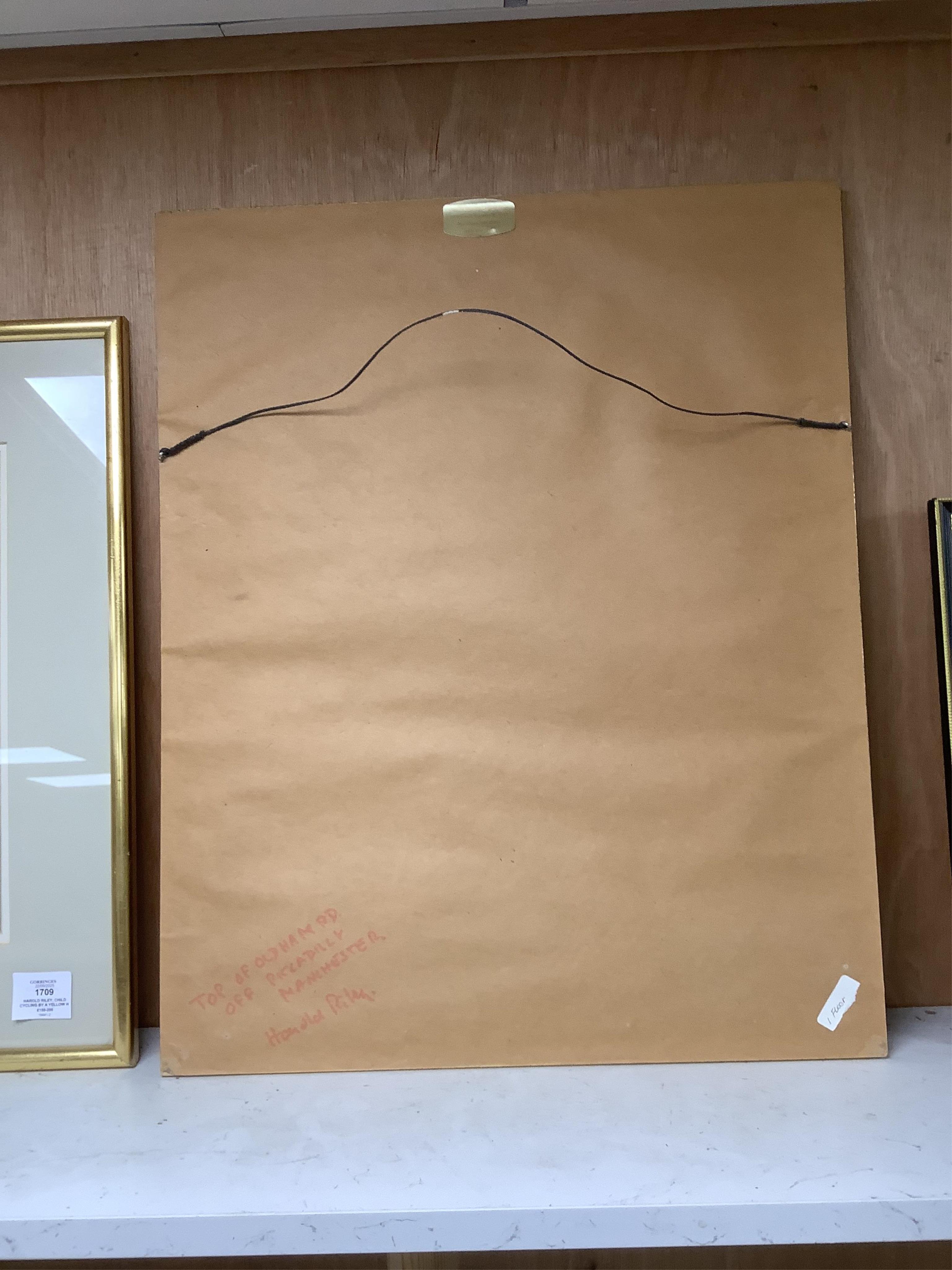 Harold Riley, 'Top of Oldham Road', signed and indistinctly dated, charcoal and pastel, 43 x 30cm